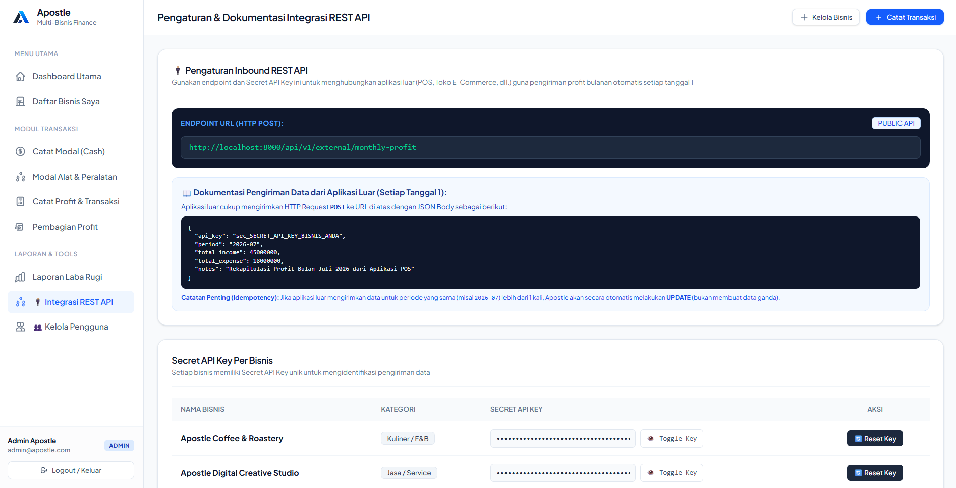 Integrasi REST API POS Kasir